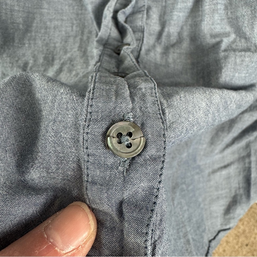 J. Jill Chambray Pleated V-Neck Button Down Shirt Size XL - Picture 5 of 8